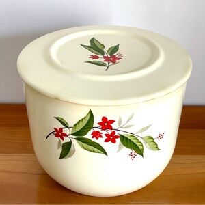 Vintage Ceramic Canister Red Floral Woodvine Universal Holiday Cottagecore Decor